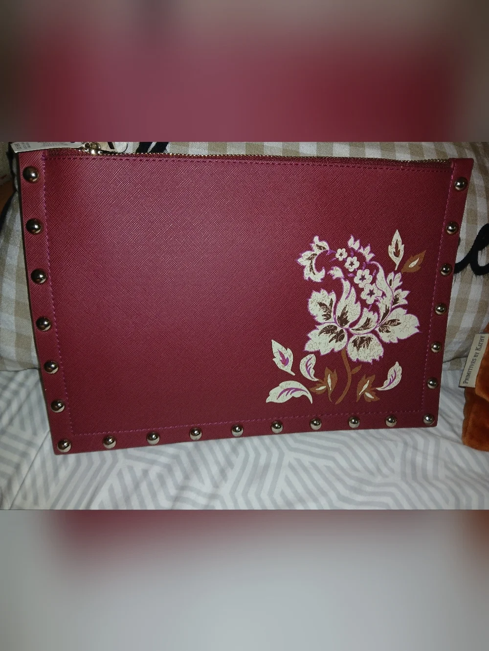 NWT White House Black Market  Floral Faux Leather Envelope Purse w Studs
